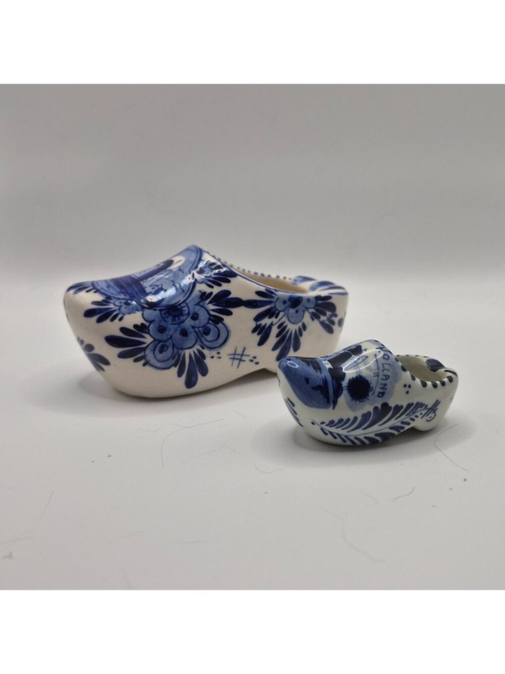 Hand-Painted Delft Blue Ceramic Dutch Clogs Miniature Set - Holland Design